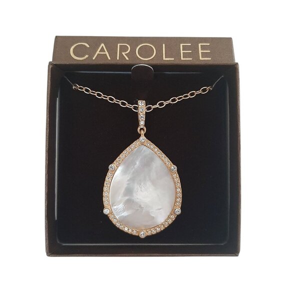 Carolee Gold Mother of Pearl Teardrop Pendant Necklace - Picture 1 of 2
